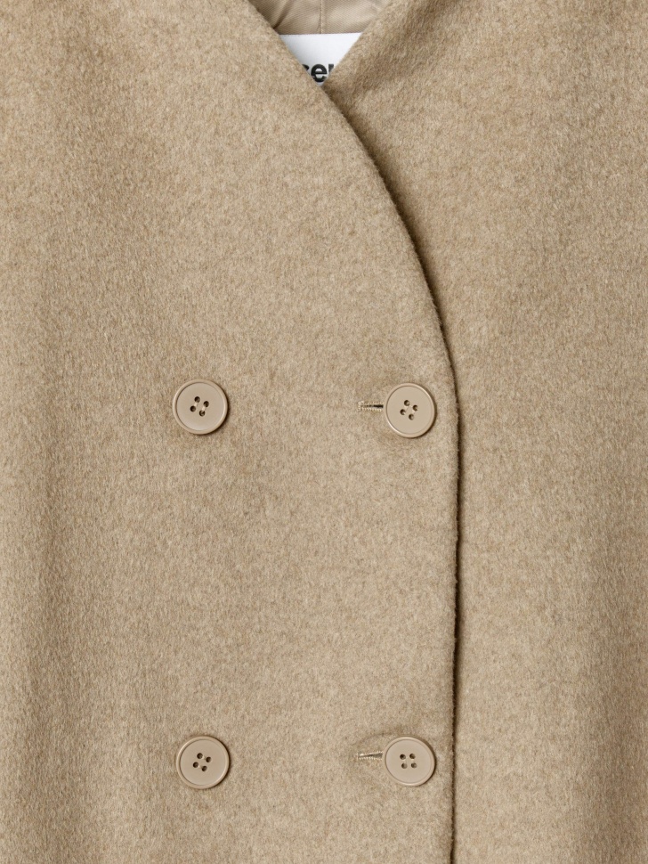 короткое двубортное полупальто из смесовой шерсти из шерсти спереди