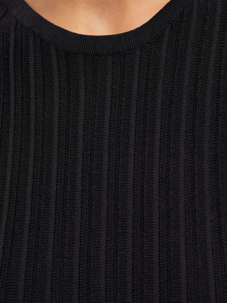 Вязаное платье в рубчик (черный, XL) от Sela