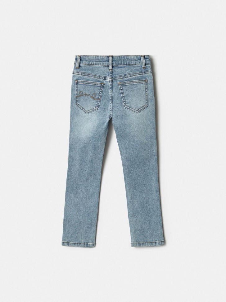 базовые зауженные джинсы для девочек от бренда sela вид слева