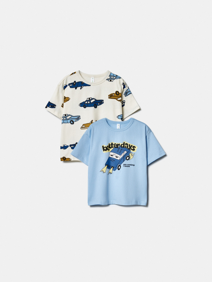 Набор из 2 футболок SELA с принтом для мальчиков, разноцветный, арт. 45071