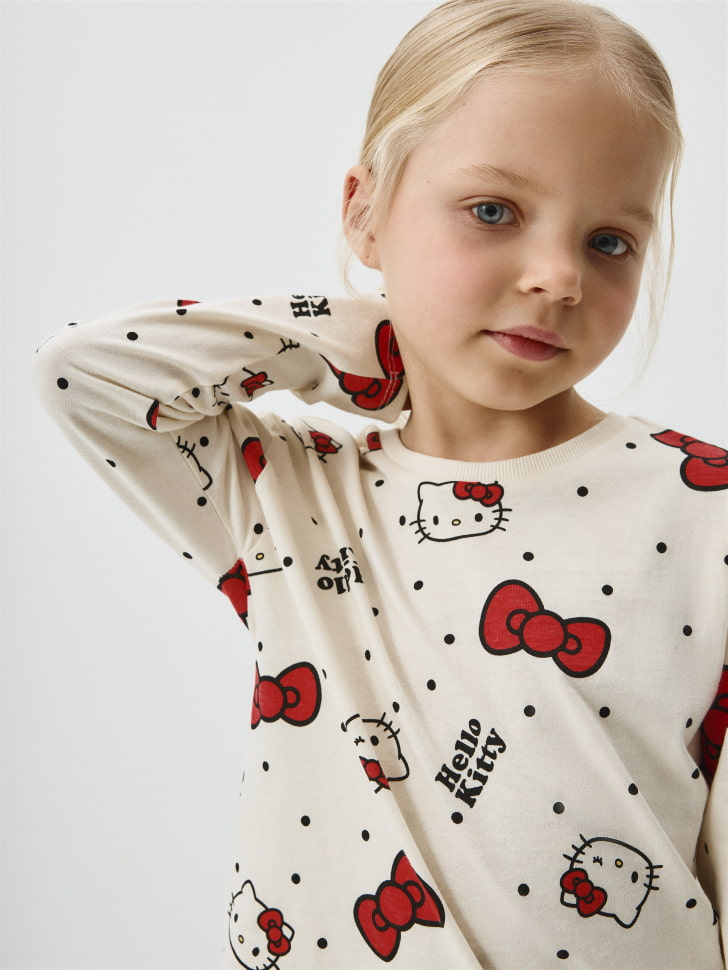 Лонгслив с принтом Hello Kitty для девочек. Фото №3