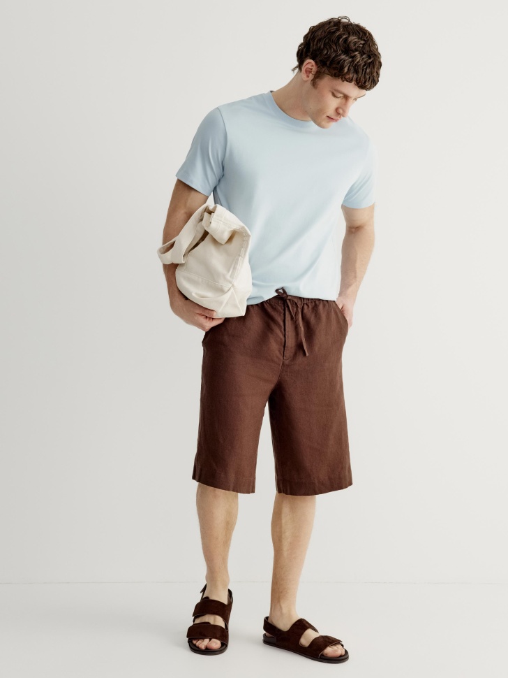шорты из 100% премиального льна из льна спереди