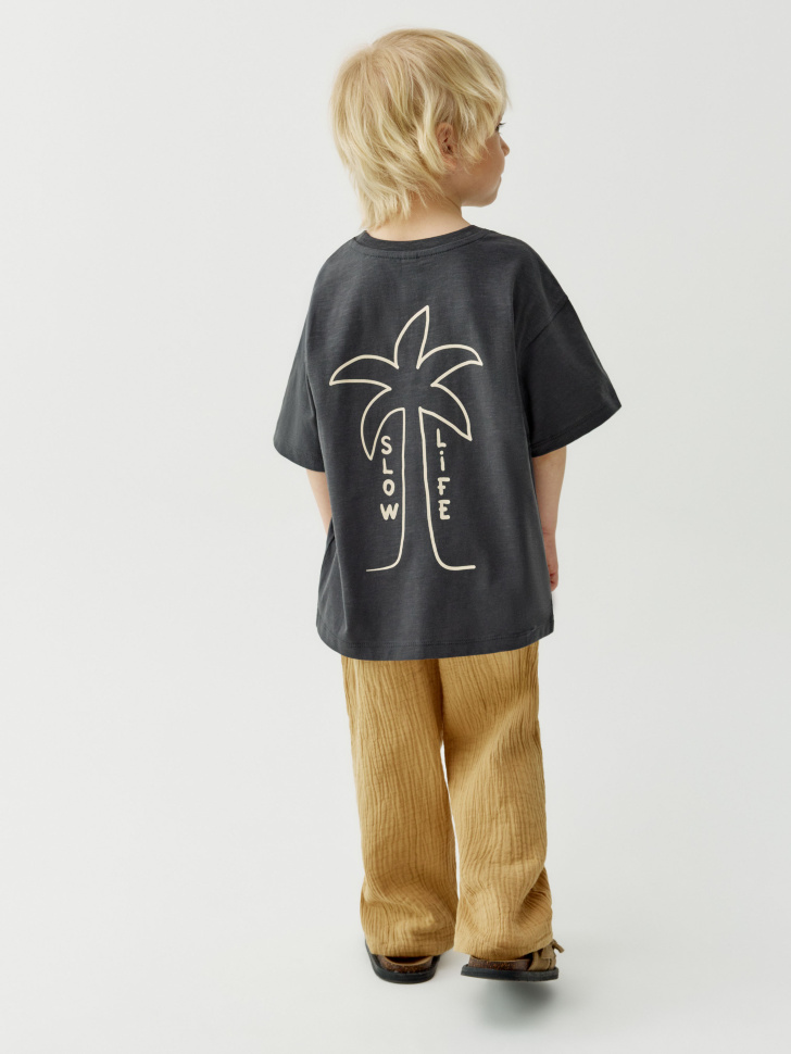 футболка оверсайз с принтом для мальчиков от бренда sela вид слева