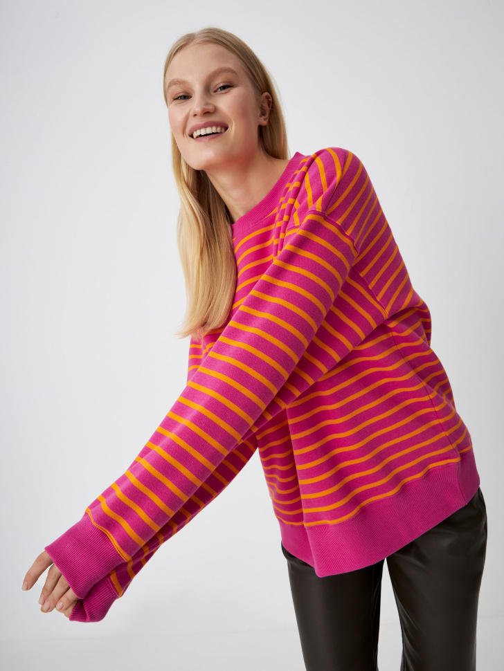 Свитшот в полоску (розовый, L)