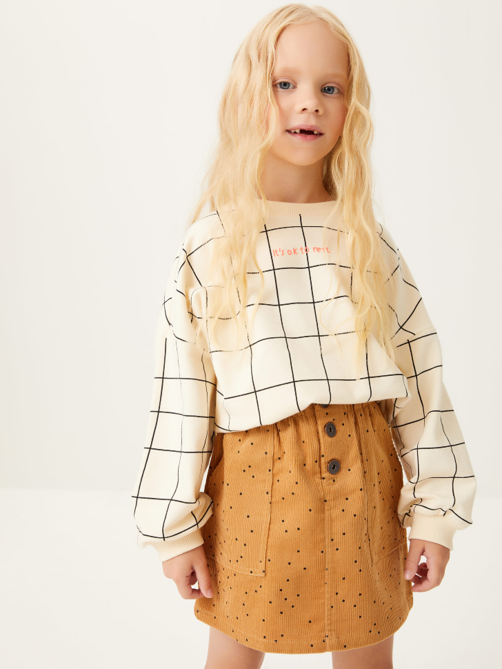 

Свитшот оверсайз с принтом для девочек, Белый