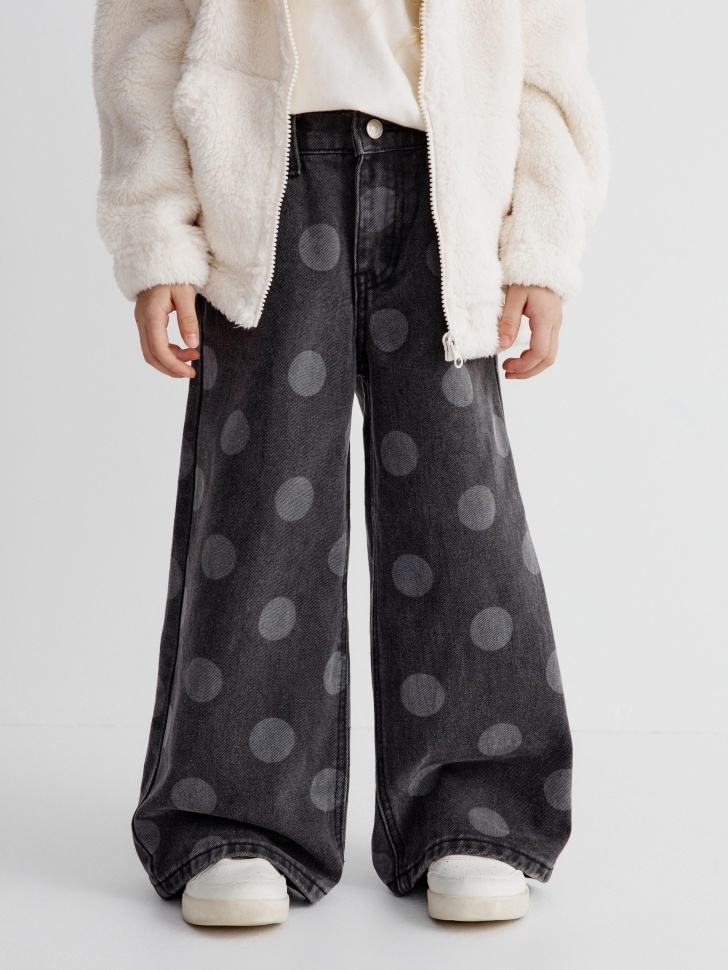 джинсы wide leg с принтом для девочек от бренда sela вид слева