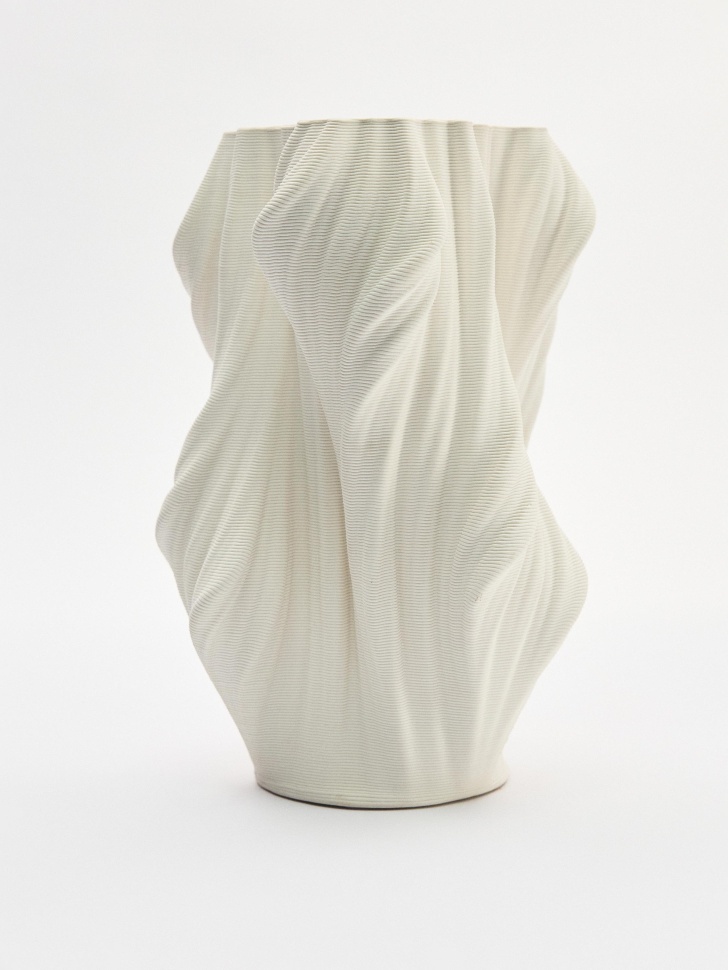 Ваза из керамики с рельефным узором, молочный, арт. art001