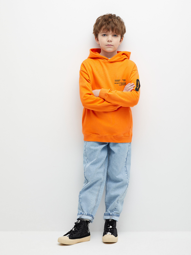 Худи оверсайз с принтом для мальчиков (оранжевый, 128) sela 4680129524357 - фото 8