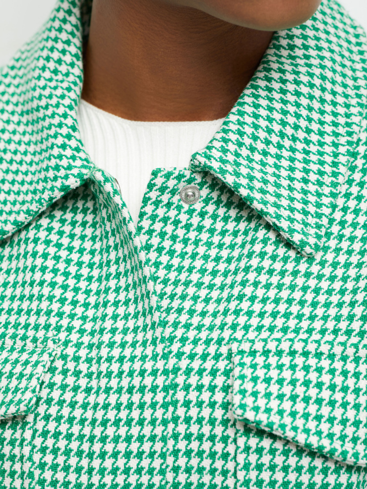 Твидовая оверсайз рубашка (зеленый, S) sela 4680129377359 - фото 4