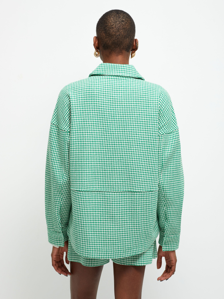 Твидовая оверсайз рубашка (зеленый, L) от Sela