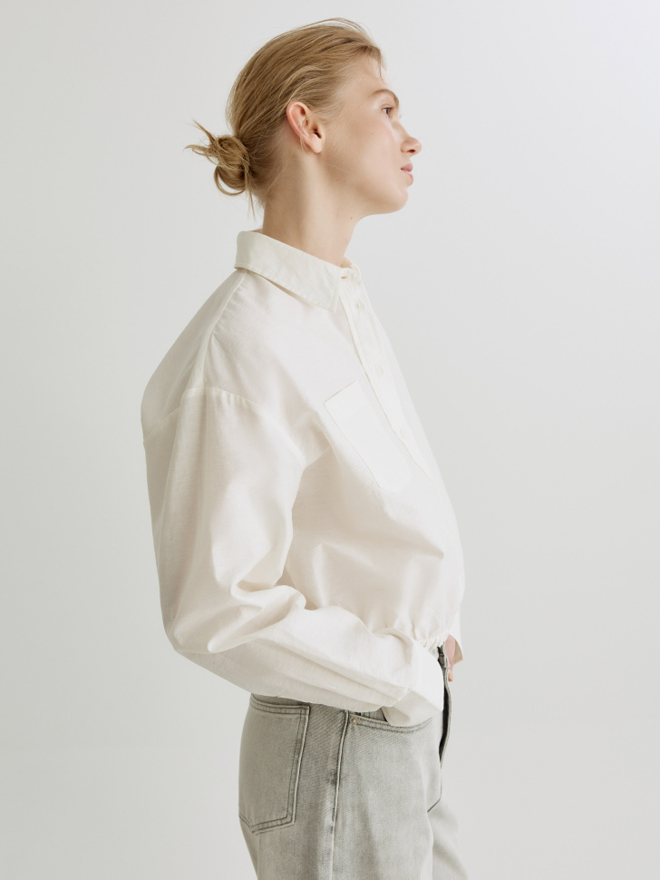 Рубашка Sela укороченная с резинкой, бежевый, арт. 41392