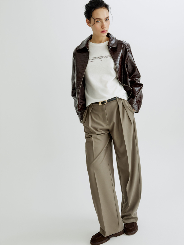 лонгслив оверсайз с принтом из смесового льна от бренда sela вид слева