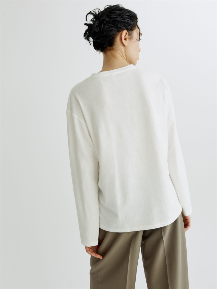 лонгслив оверсайз с принтом из смесового льна по цене 2299 руб вид справа