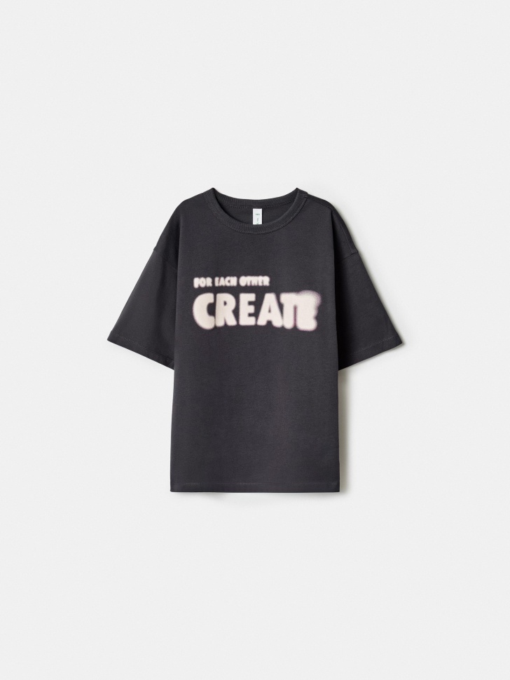 Футболка оверсайз Sela с принтом, серый, арт. 40791