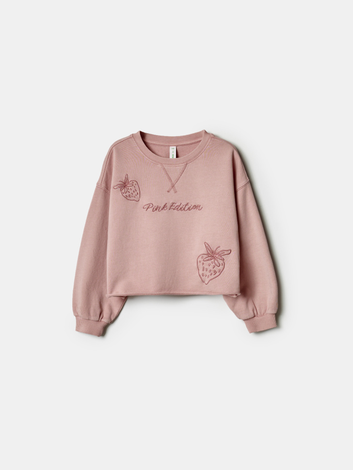 Укороченный свитшот SELA с вышивкой, розовый, арт. 41671