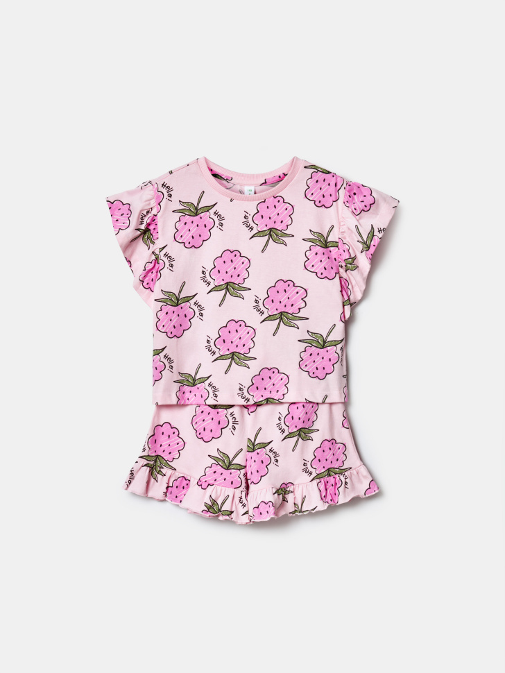 Комплект из футболки и шорт SELA для девочек, розовый, арт. 43962