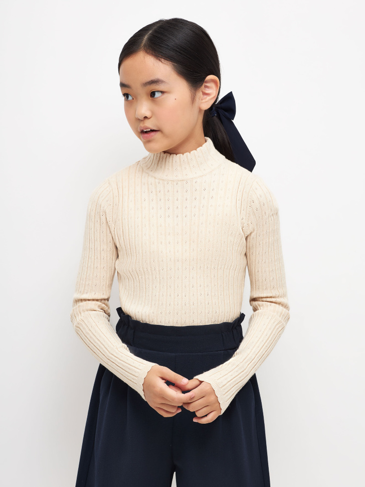 

Вязаная водолазка для девочек, Белый