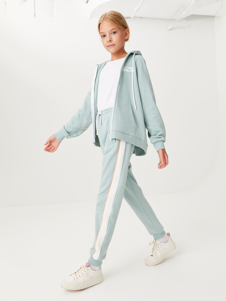 

Трикотажные брюки с лампасами для девочек, Бирюзовый