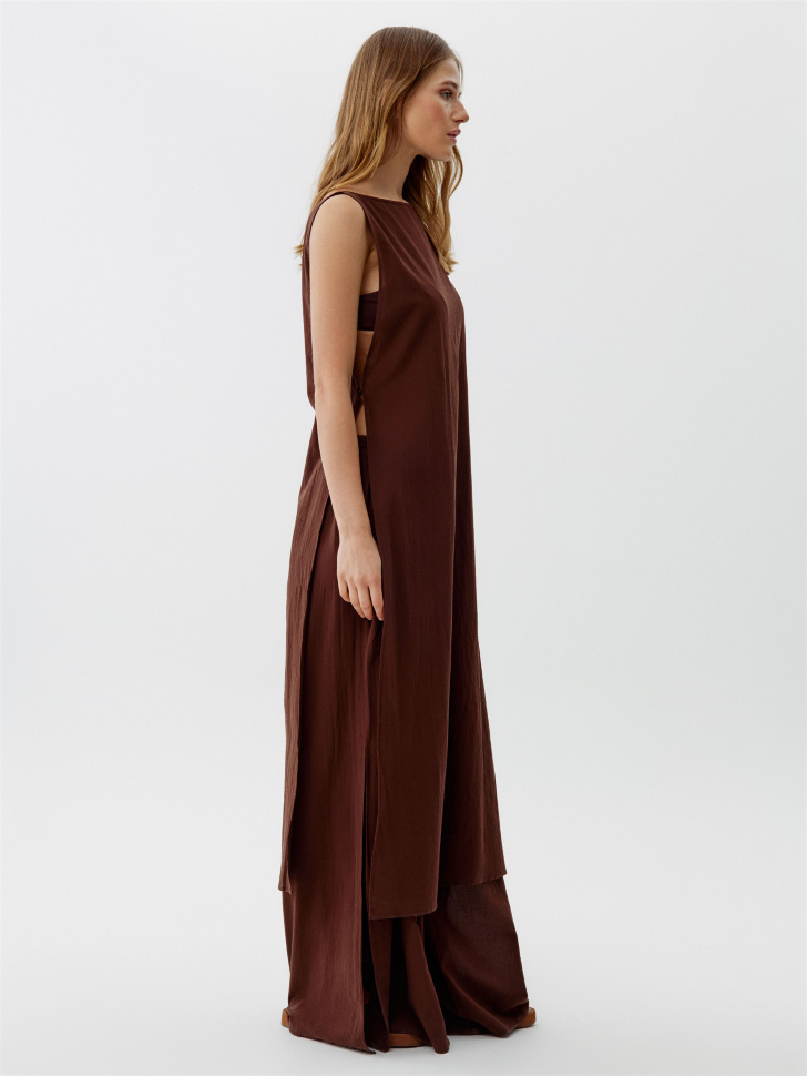 легкая туника из полупрозрачной жатой ткани от бренда sela вид слева