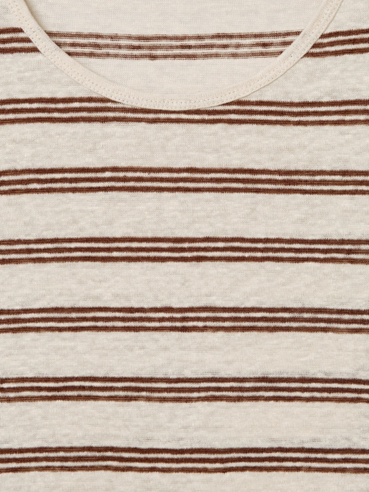 футболка полупрозрачная из льна в полоску из проверенных материалов спереди