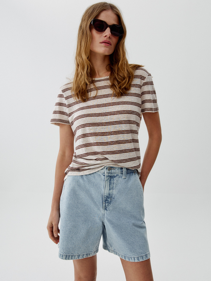 футболка полупрозрачная из льна в полоску 4610517848185 фотография
