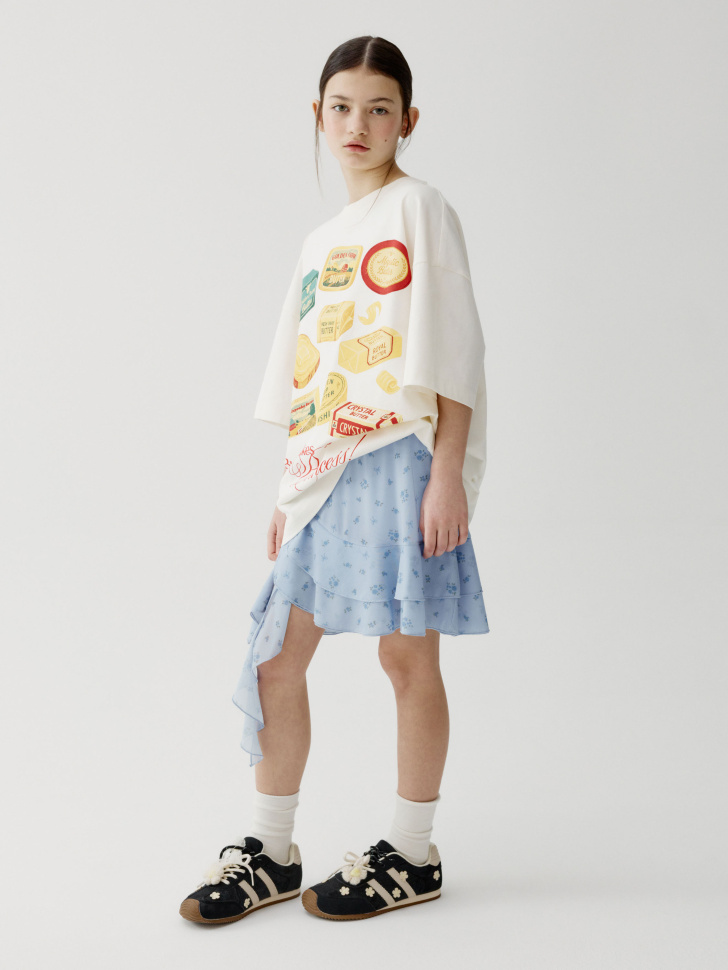 юбка-шорты с воланами для девочек от бренда sela вид слева