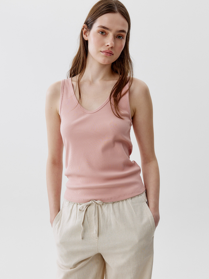 Топ Sela приталенный в рубчик, розовый, арт. 53699