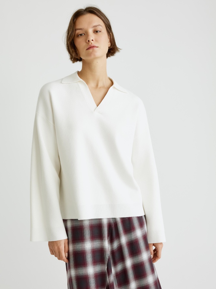 Вязаный джемпер SELA, белый, арт. 34352