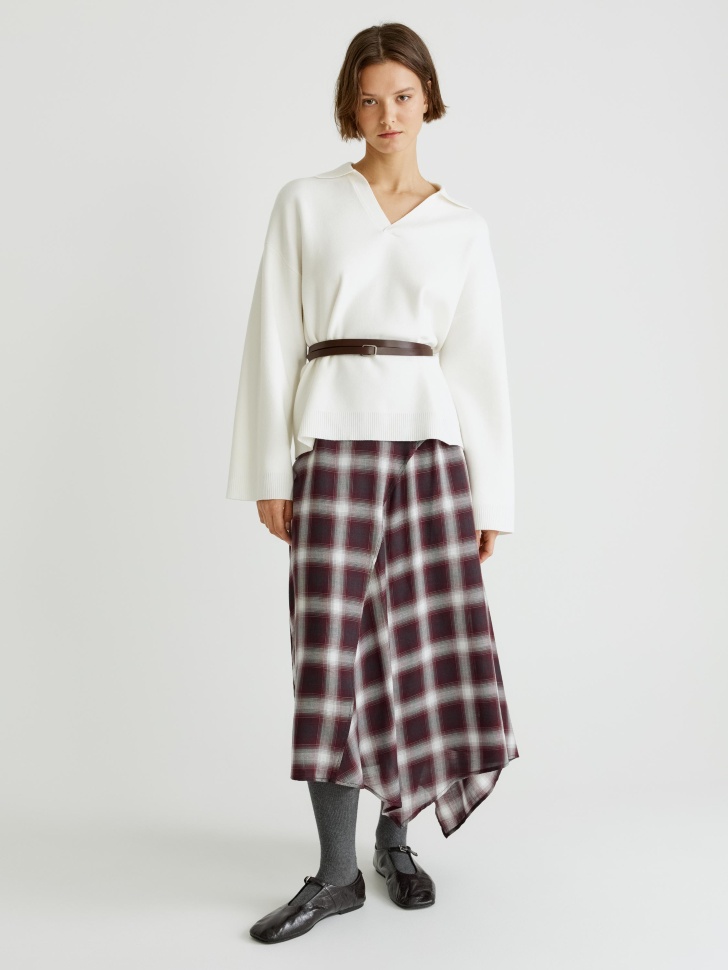 вязаный джемпер с воротником поло от бренда sela вид слева