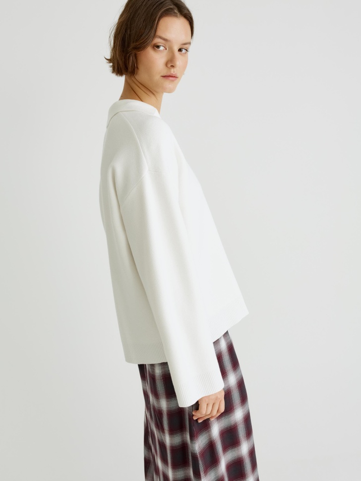 вязаный джемпер с воротником поло из россии вид сбоку