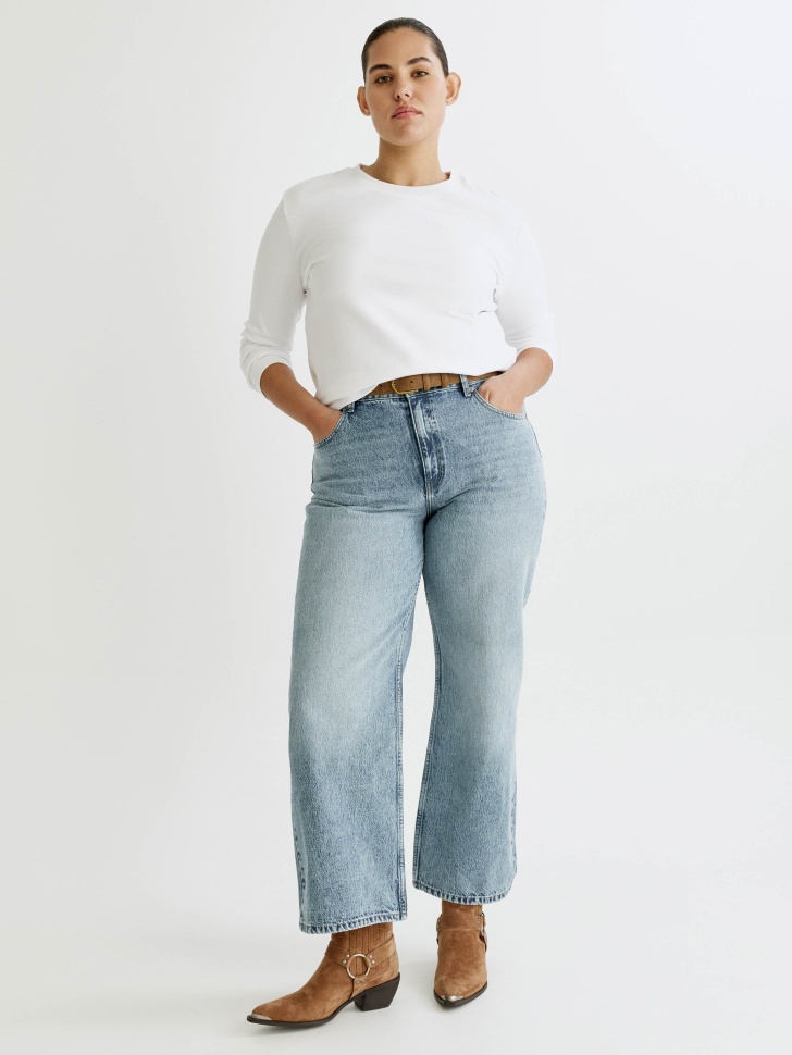 джинсы 411 wide leg из органического хлопка от бренда sela вид слева