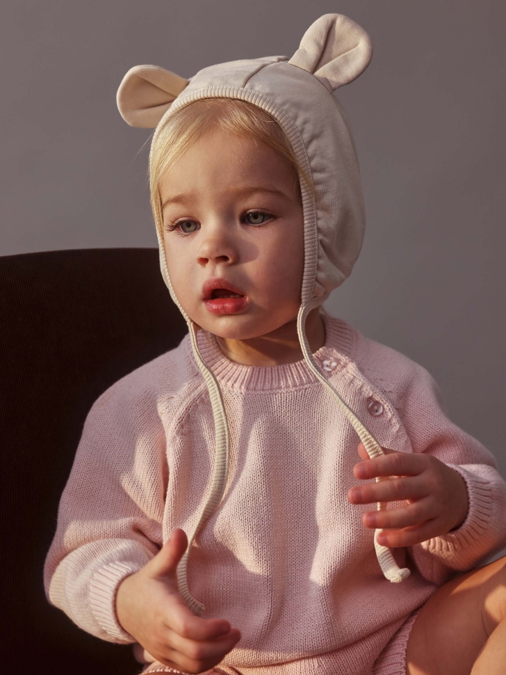 чепчик из хлопка с ушками для малышей 4680798766515 фотография