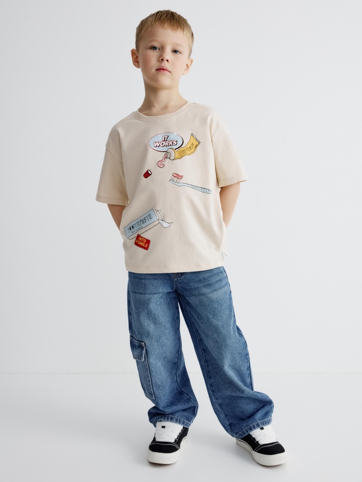 футболка оверсайз с принтом для девочек от бренда sela вид слева