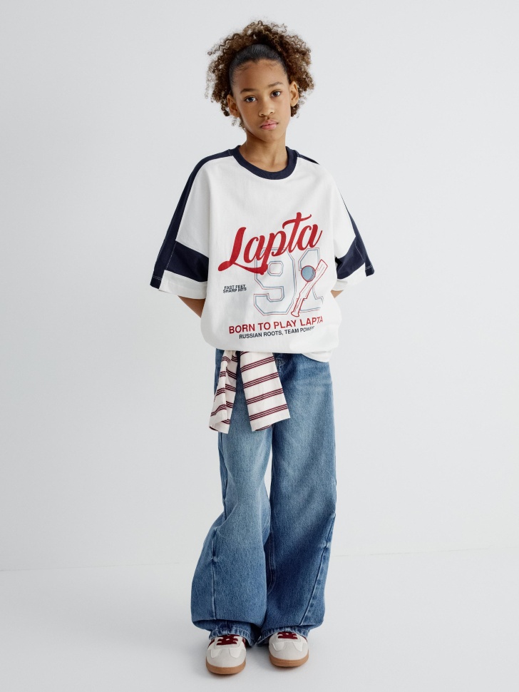 футболка оверсайз в спортивном стиле для девочек 4610517040459 по акции