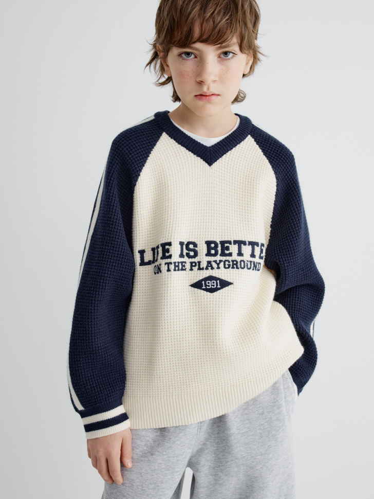 вязаный джемпер с вышивкой для мальчиков 4610517310590 фотография