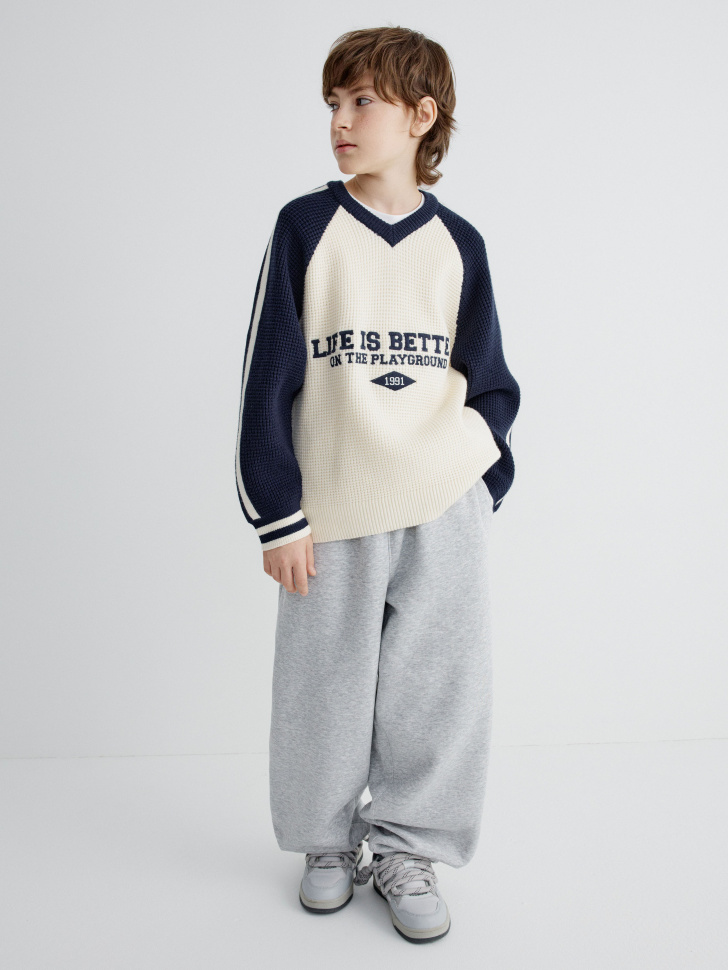 вязаный джемпер с вышивкой для мальчиков 4610517310590 по акции