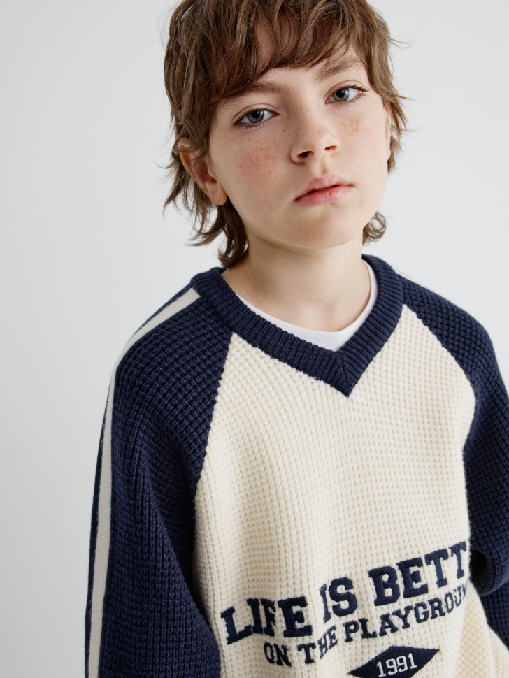 вязаный джемпер с вышивкой для мальчиков 4610517310590 в интернет магазине