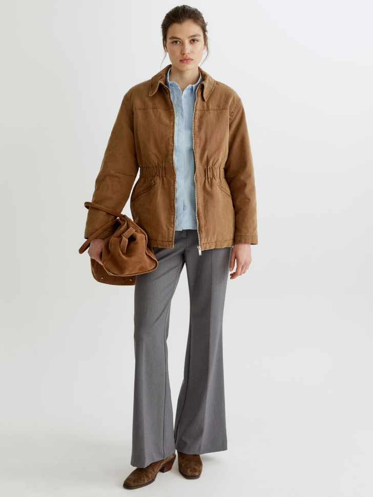 утепленная хлопковая куртка с эффектом стирки от бренда sela вид слева