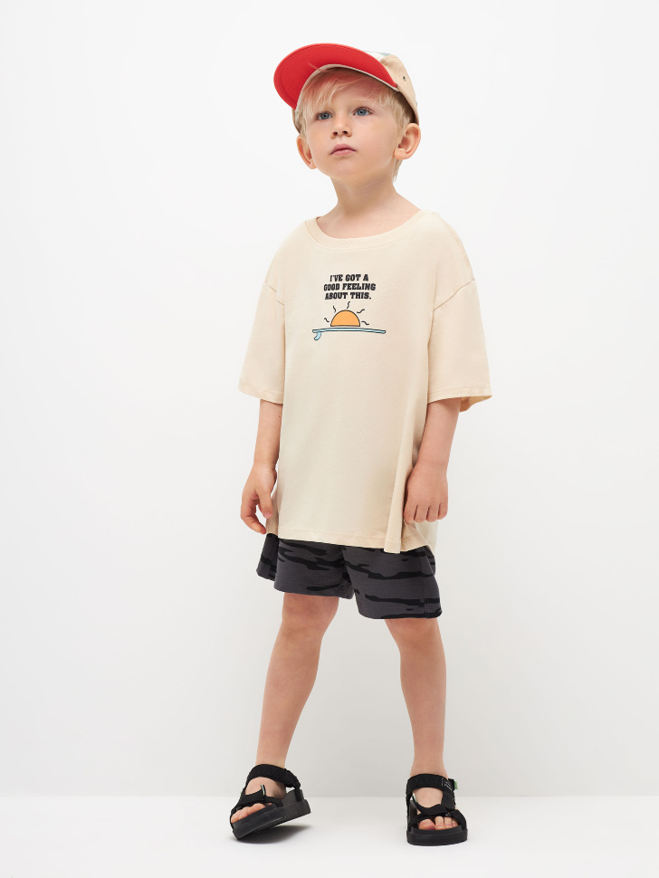 Комплект из футболки и шорт для мальчиков (белый, 98)
