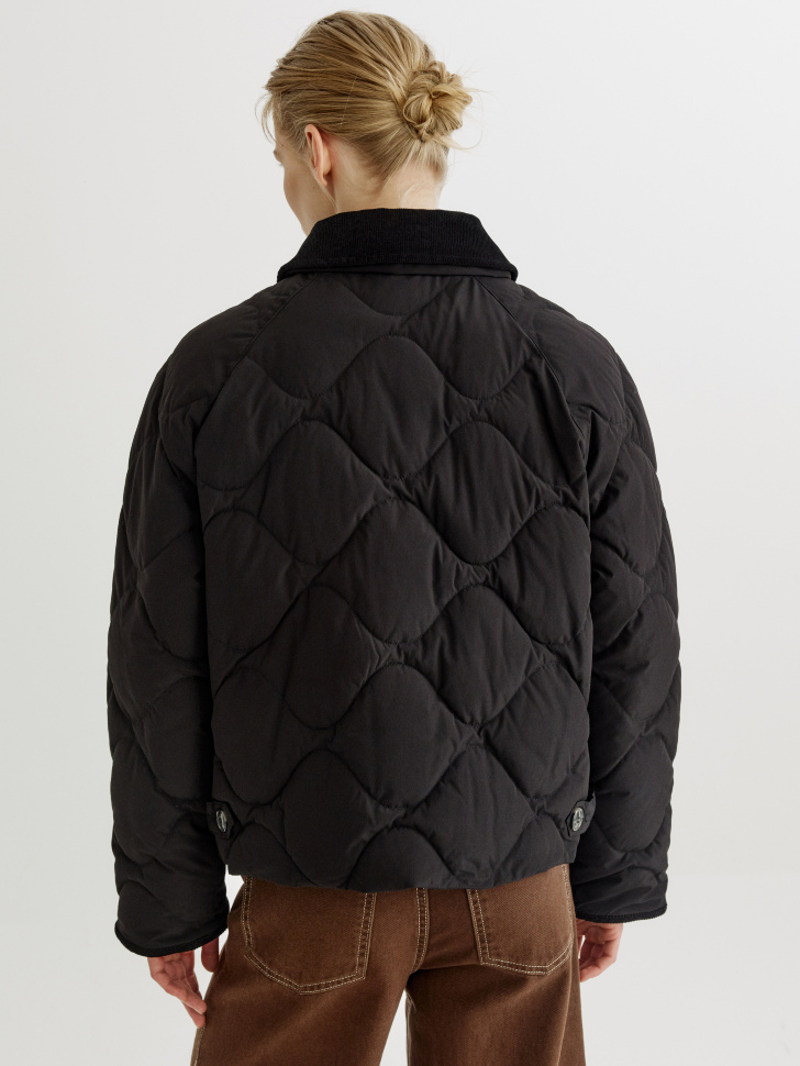 стеганая куртка с вельветовым воротником из россии вид сбоку