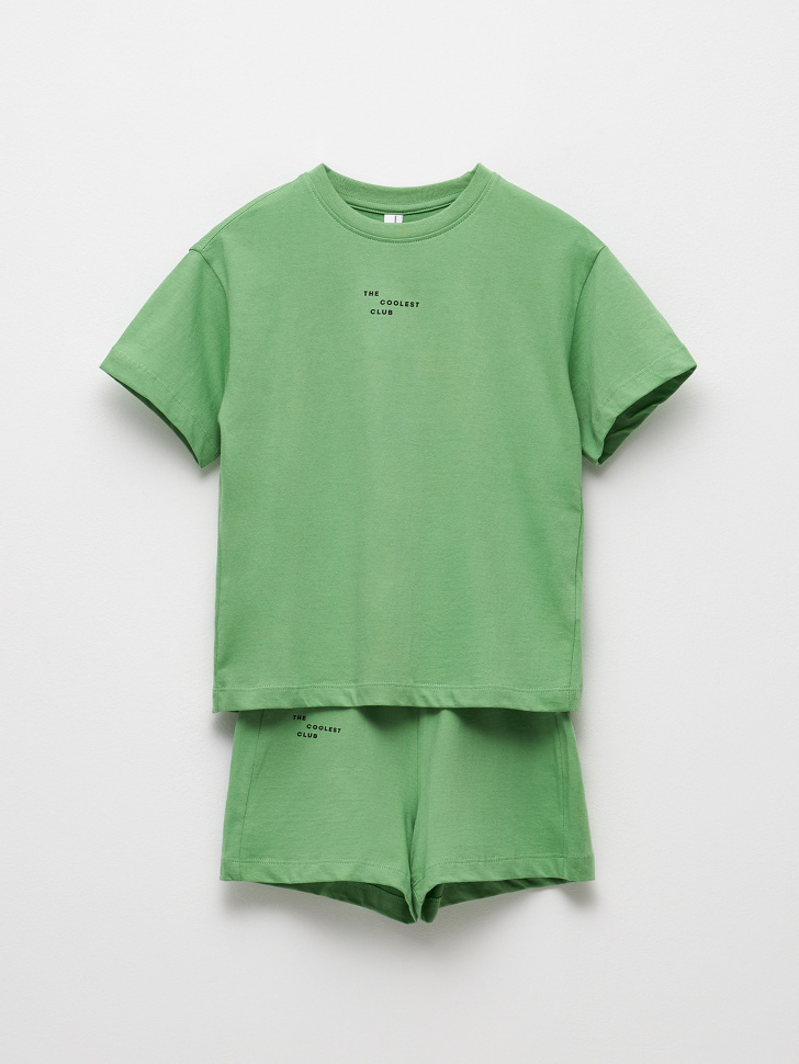 Комплект из футболки и шорт для мальчиков (зеленый, 92)