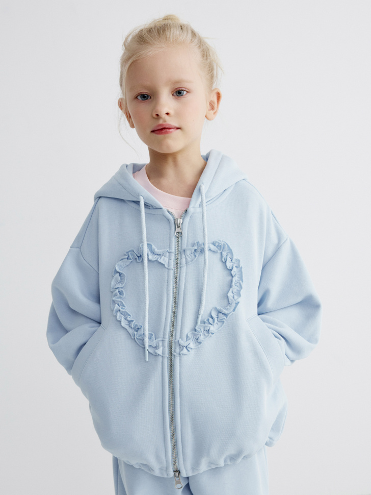 Толстовка SELA с аппликацией для девочек, голубой, арт. 41367