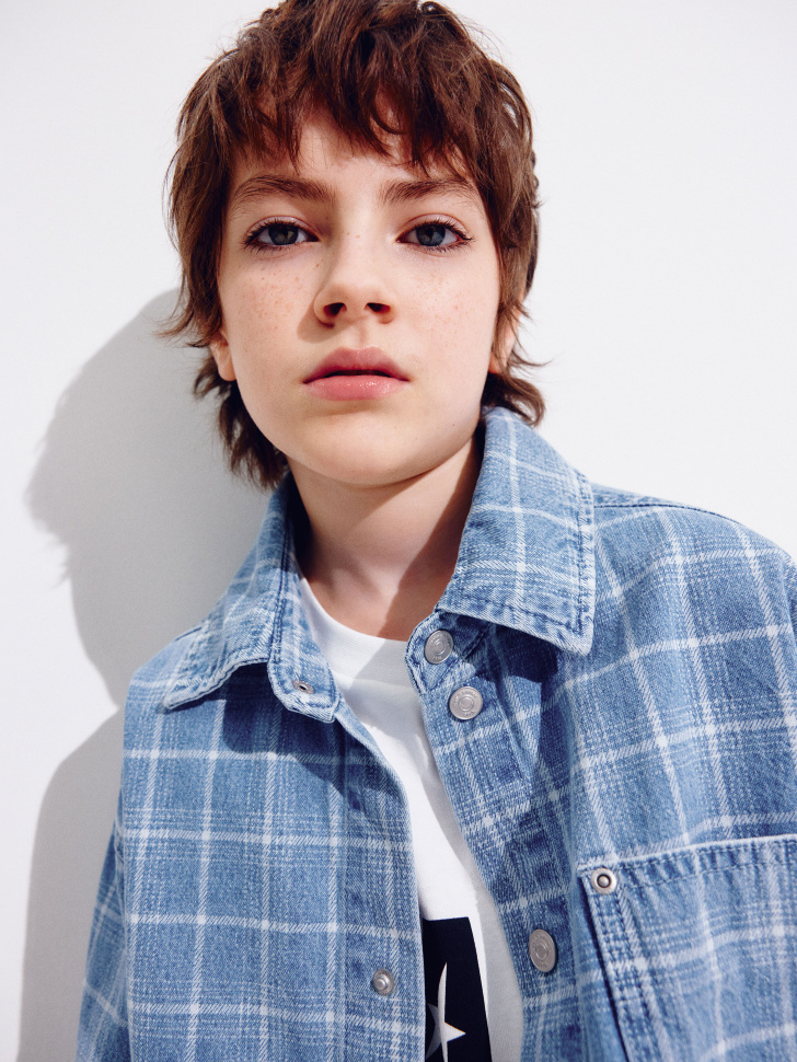 

Джинсовая рубашка в клетку детская, SL6804070501