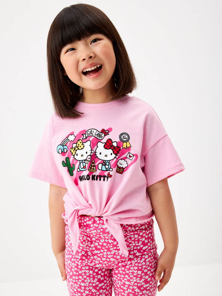 

Укороченная футболка с принтом Hello Kitty and Friends для девочек