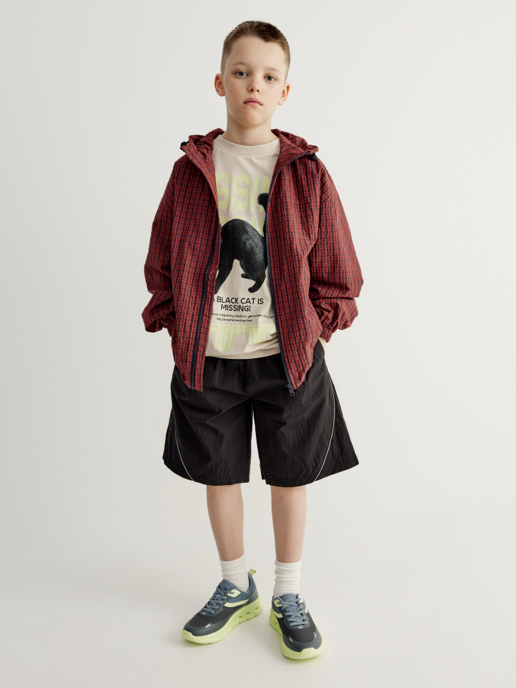 Шорты для мальчиков SELA из фактурного хлопка, черный, арт. 44996