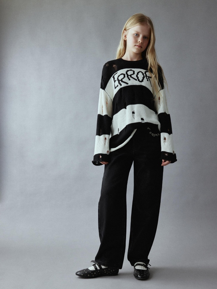 Джинсы Straight fit с пирсингом для девочек