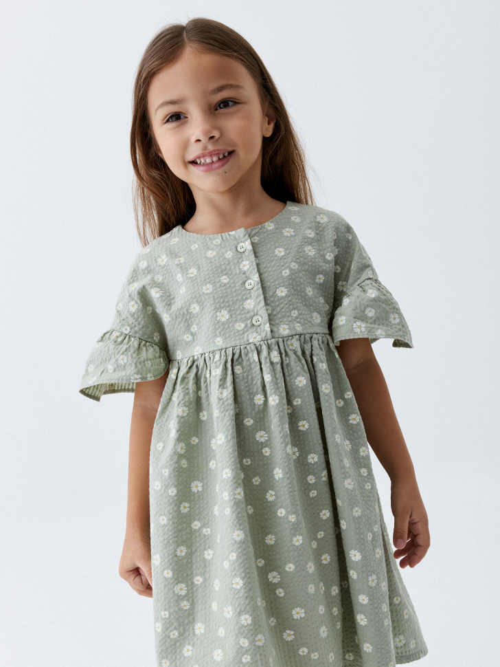 Хлопковое платье с принтом для девочек - фото 3
