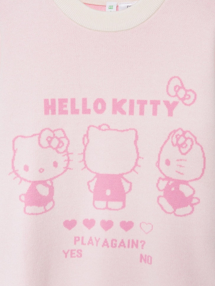 Вязаный джемпер в стиле гранж с Hello Kitty для девочек. Фото №6