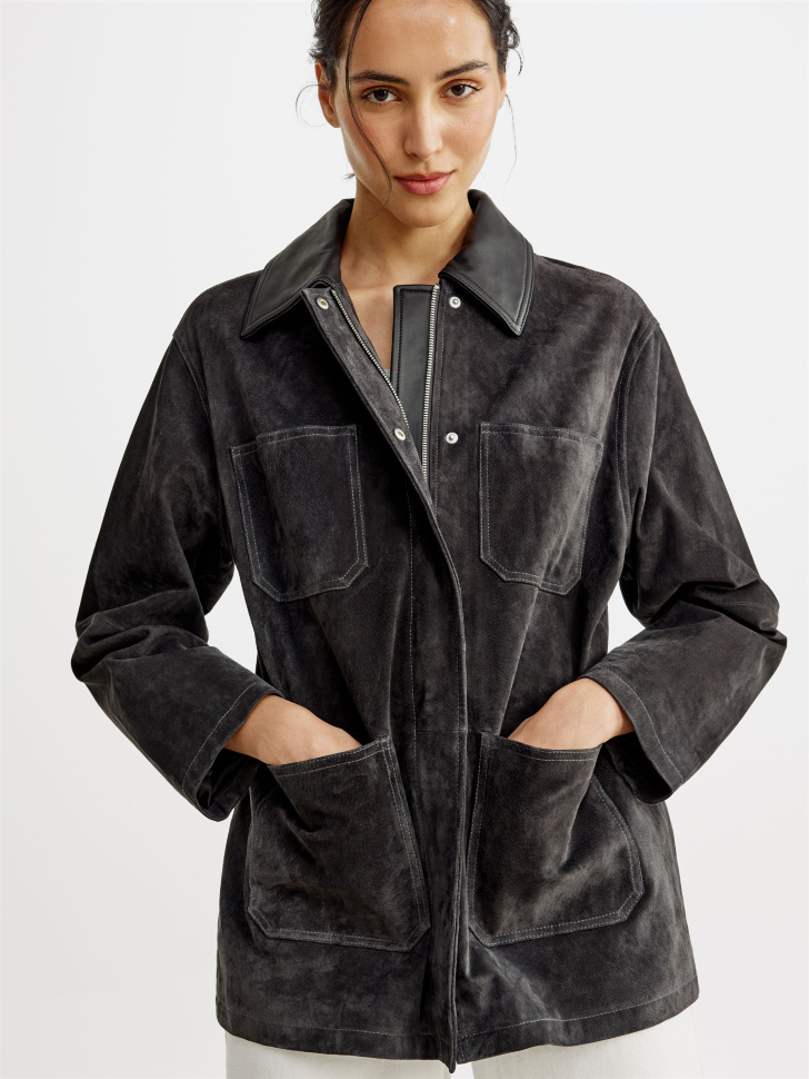 Куртка Sela из натуральной замши, серый, арт. 54371