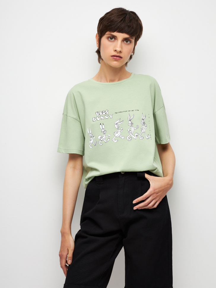 

Футболка DIANA OVERSIZE FIT с принтом Looney Tunes, Зеленый